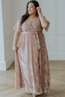Clearance Baltic Born Uma Velvet Maxi Dress | Blush + Silver