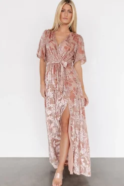 Clearance Baltic Born Uma Velvet Maxi Dress | Blush + Silver