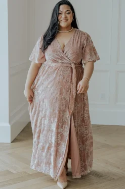 Clearance Baltic Born Uma Velvet Maxi Dress | Blush + Silver