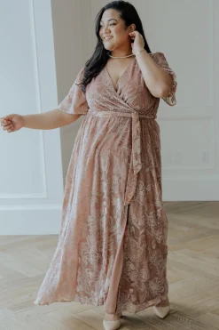 Clearance Baltic Born Uma Velvet Maxi Dress | Blush + Silver