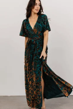 New Baltic Born Uma Velvet Maxi Dress | Bronze + Jade