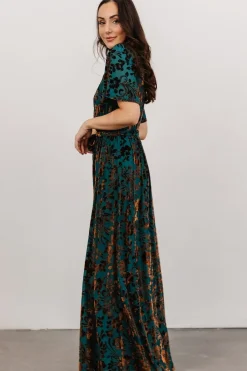 New Baltic Born Uma Velvet Maxi Dress | Bronze + Jade