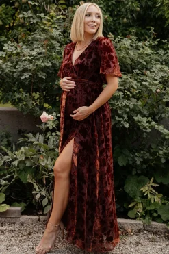 Discount Baltic Born Uma Velvet Maxi Dress | Copper Floral