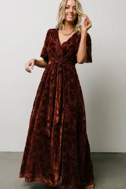 Discount Baltic Born Uma Velvet Maxi Dress | Copper Floral
