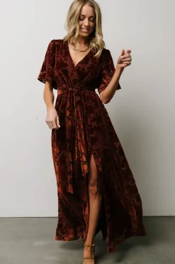 Discount Baltic Born Uma Velvet Maxi Dress | Copper Floral