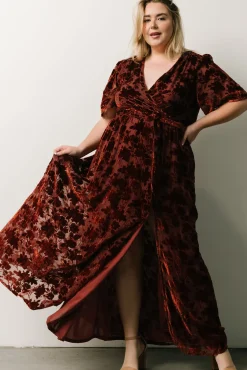 Discount Baltic Born Uma Velvet Maxi Dress | Copper Floral