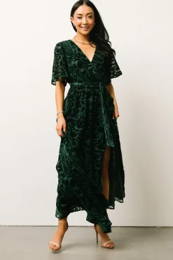 Sale Baltic Born Uma Velvet Maxi Dress | Dark Green