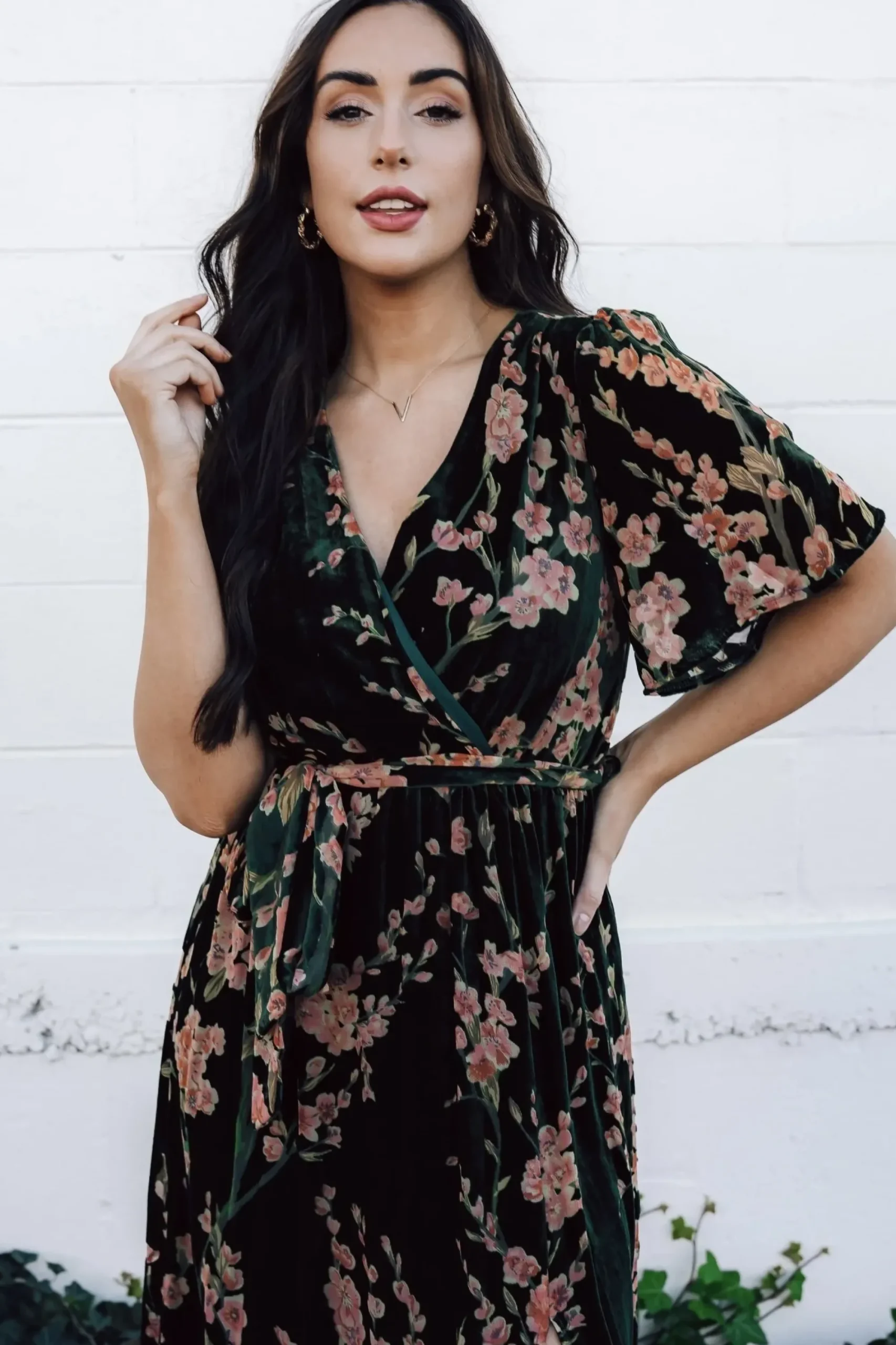 Best Baltic Born Uma Velvet Maxi Dress | Green Floral