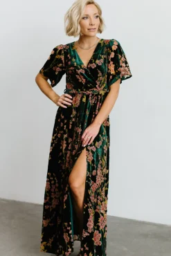 Best Baltic Born Uma Velvet Maxi Dress | Green Floral