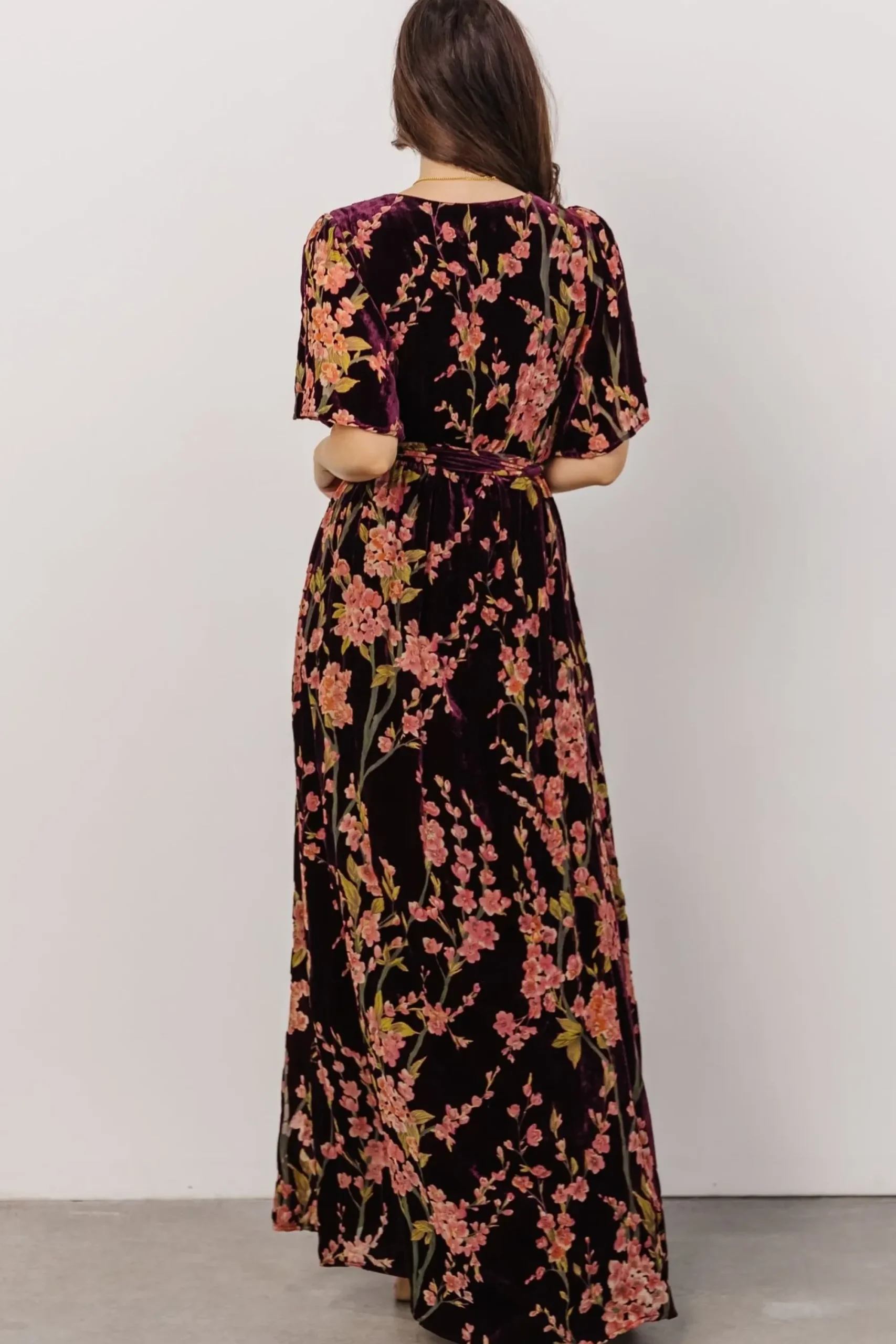 Online Baltic Born Uma Velvet Maxi Dress | Plum Floral