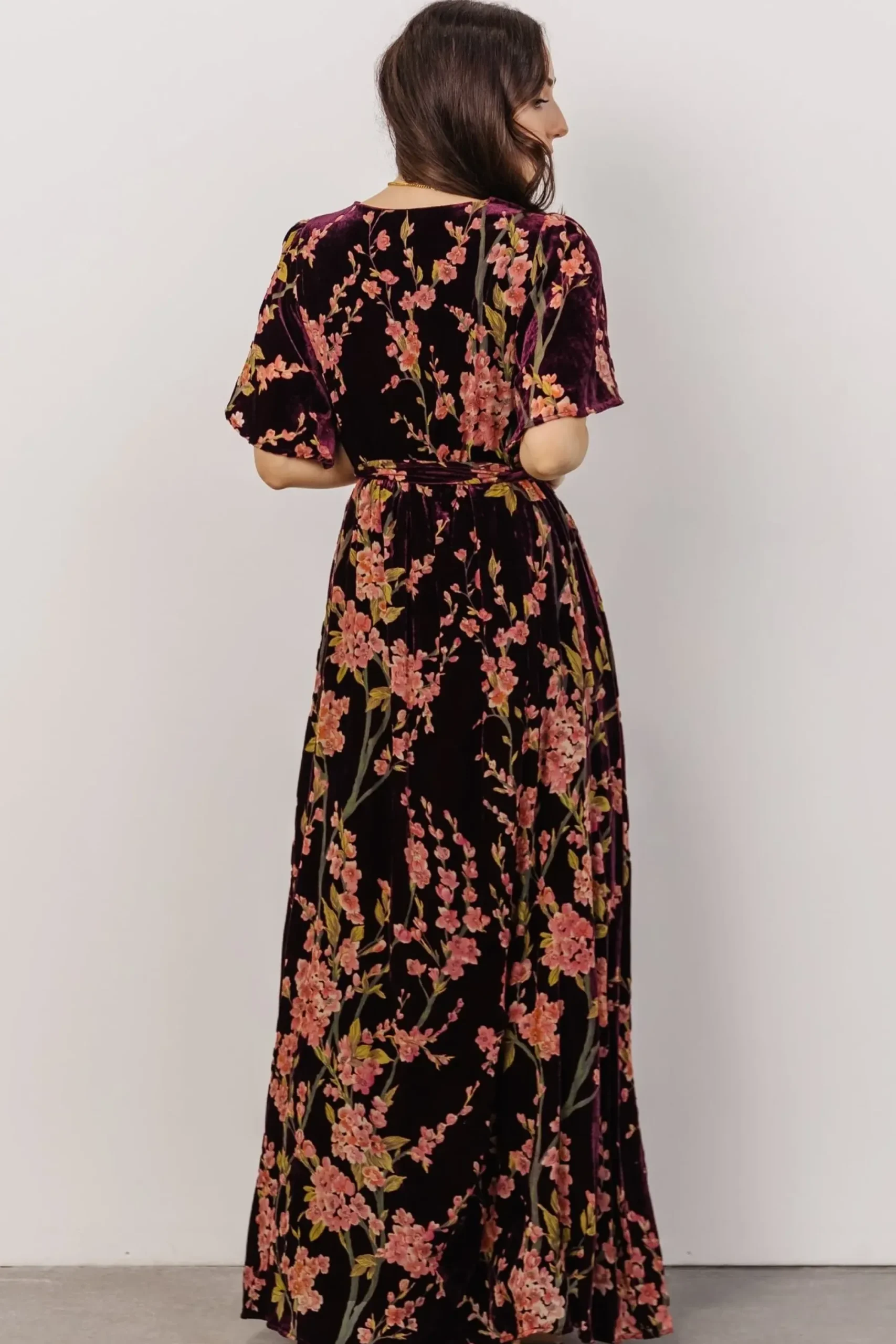 Online Baltic Born Uma Velvet Maxi Dress | Plum Floral