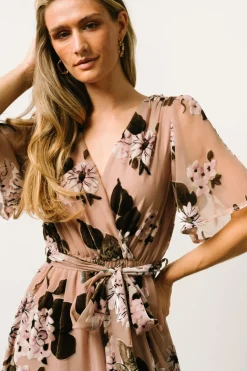 Outlet Baltic Born Uma Velvet Maxi Dress | Taupe Multi Floral