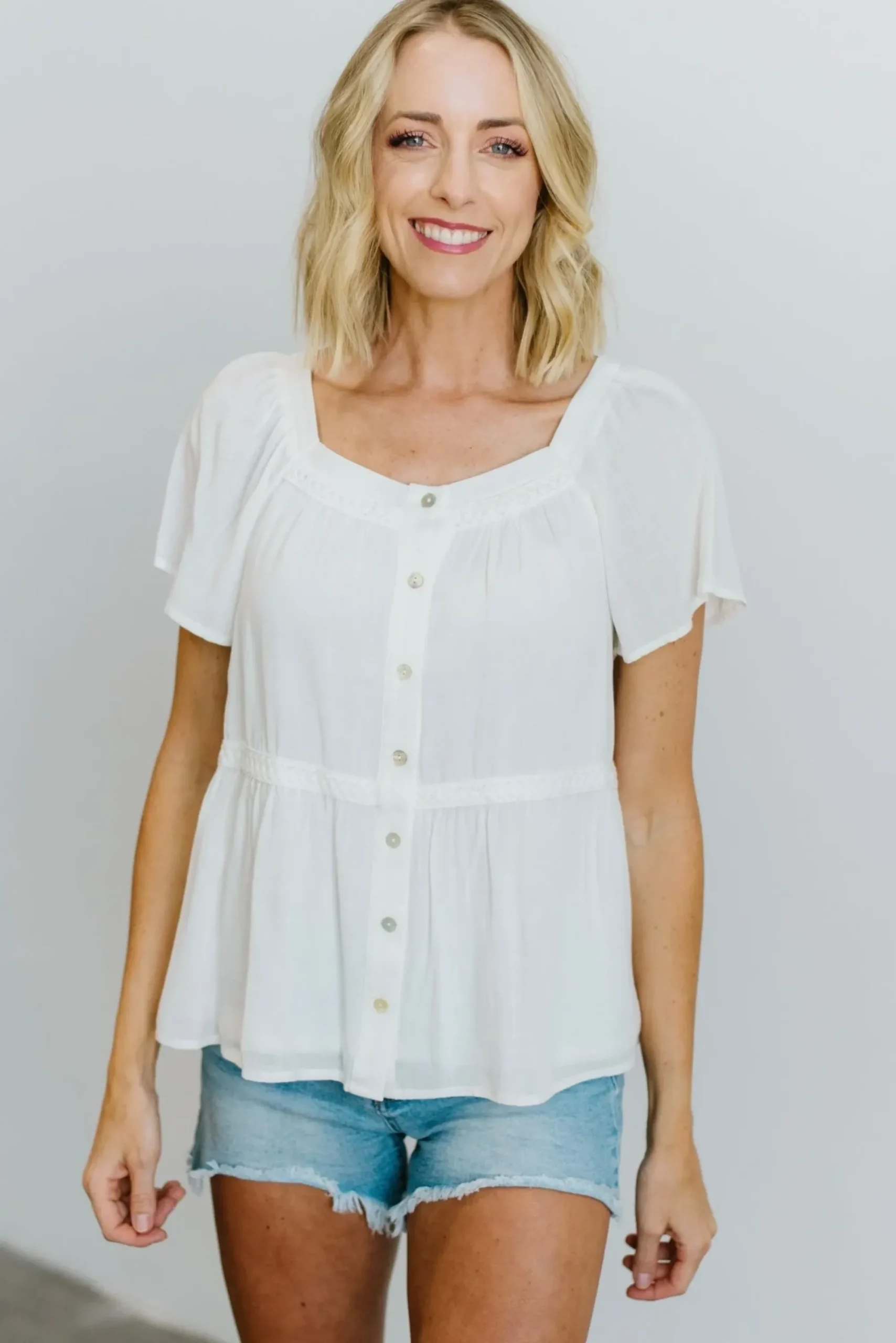 Discount Baltic Born Unity Button Up Top | Off White