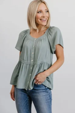 Hot Baltic Born Unity Button Up Top | Sage