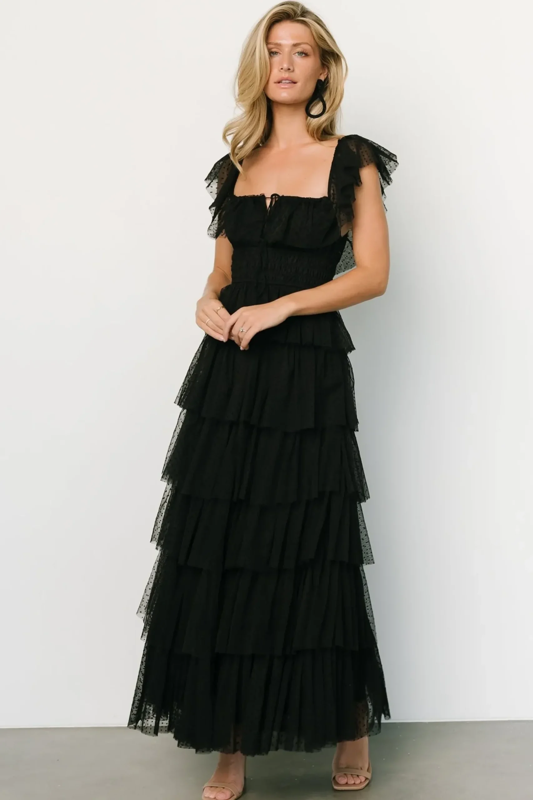 Best Baltic Born Valora Swiss Dot Tulle Maxi Dress | Black