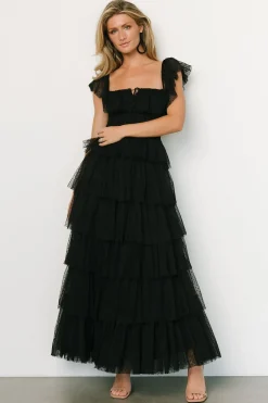 Best Baltic Born Valora Swiss Dot Tulle Maxi Dress | Black