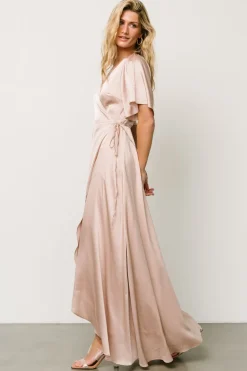 Fashion Baltic Born Vara Satin Maxi Wrap Dress | Champagne