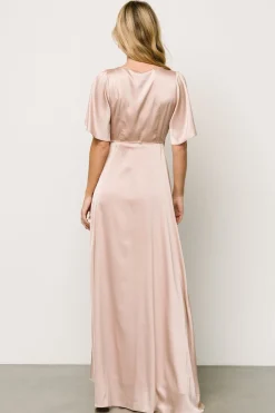 Fashion Baltic Born Vara Satin Maxi Wrap Dress | Champagne