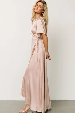 Fashion Baltic Born Vara Satin Maxi Wrap Dress | Champagne
