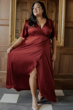 Online Baltic Born Vara Satin Maxi Wrap Dress | Terracotta