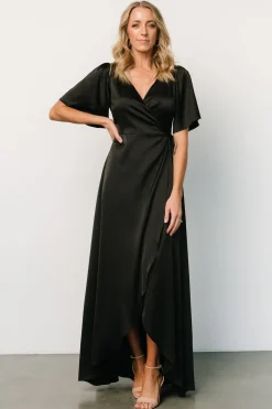 Best Baltic Born Vara Satin Maxi Wrap Dress | Black