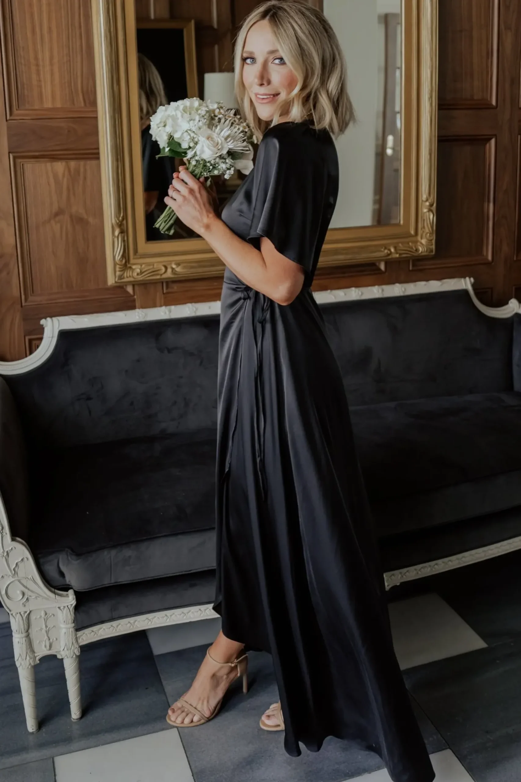 Best Baltic Born Vara Satin Maxi Wrap Dress | Black