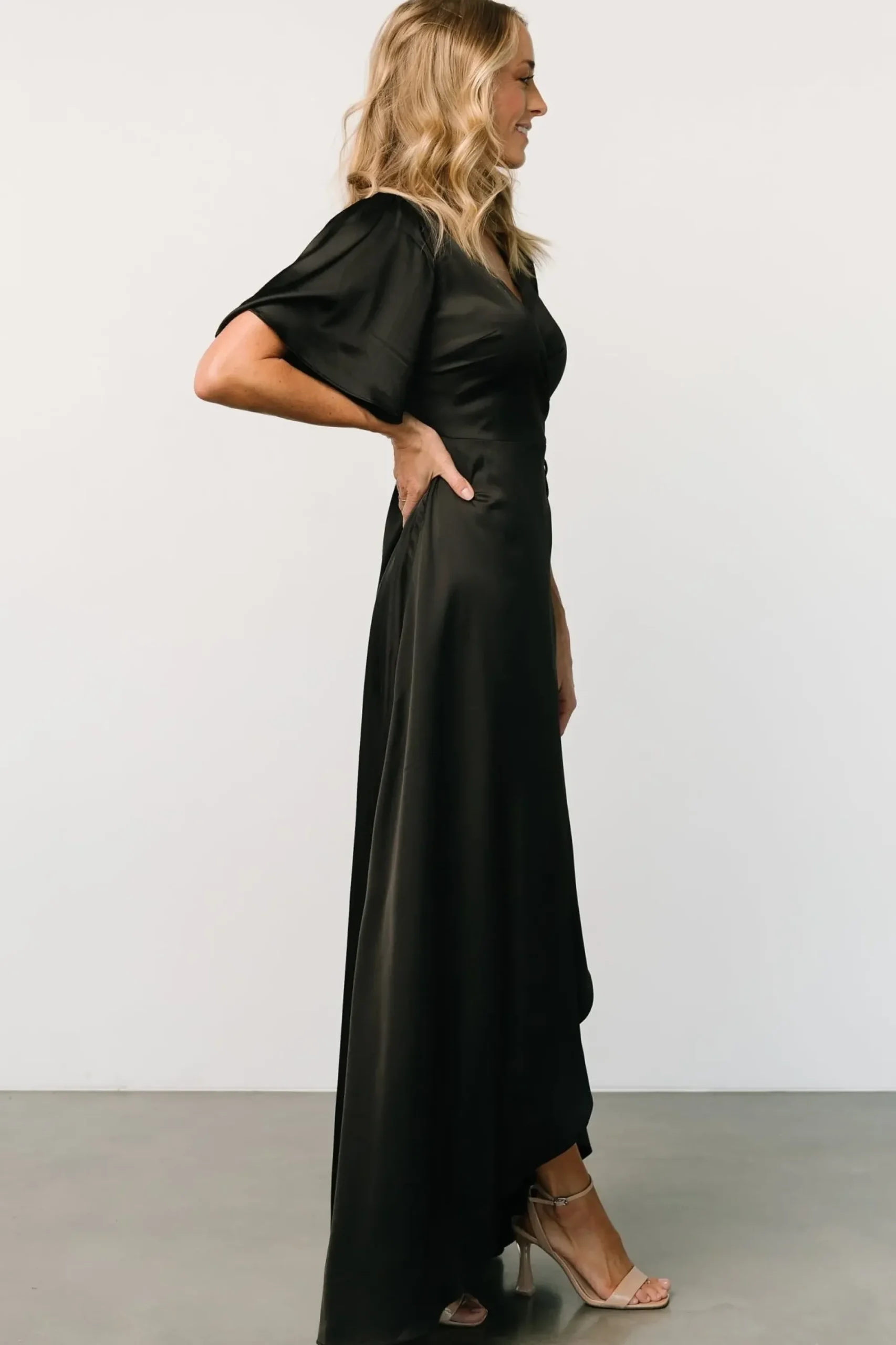 Best Baltic Born Vara Satin Maxi Wrap Dress | Black