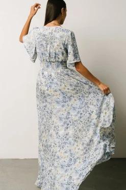 Outlet Baltic Born Verona Smocked Maxi Dress | White + Blue Print
