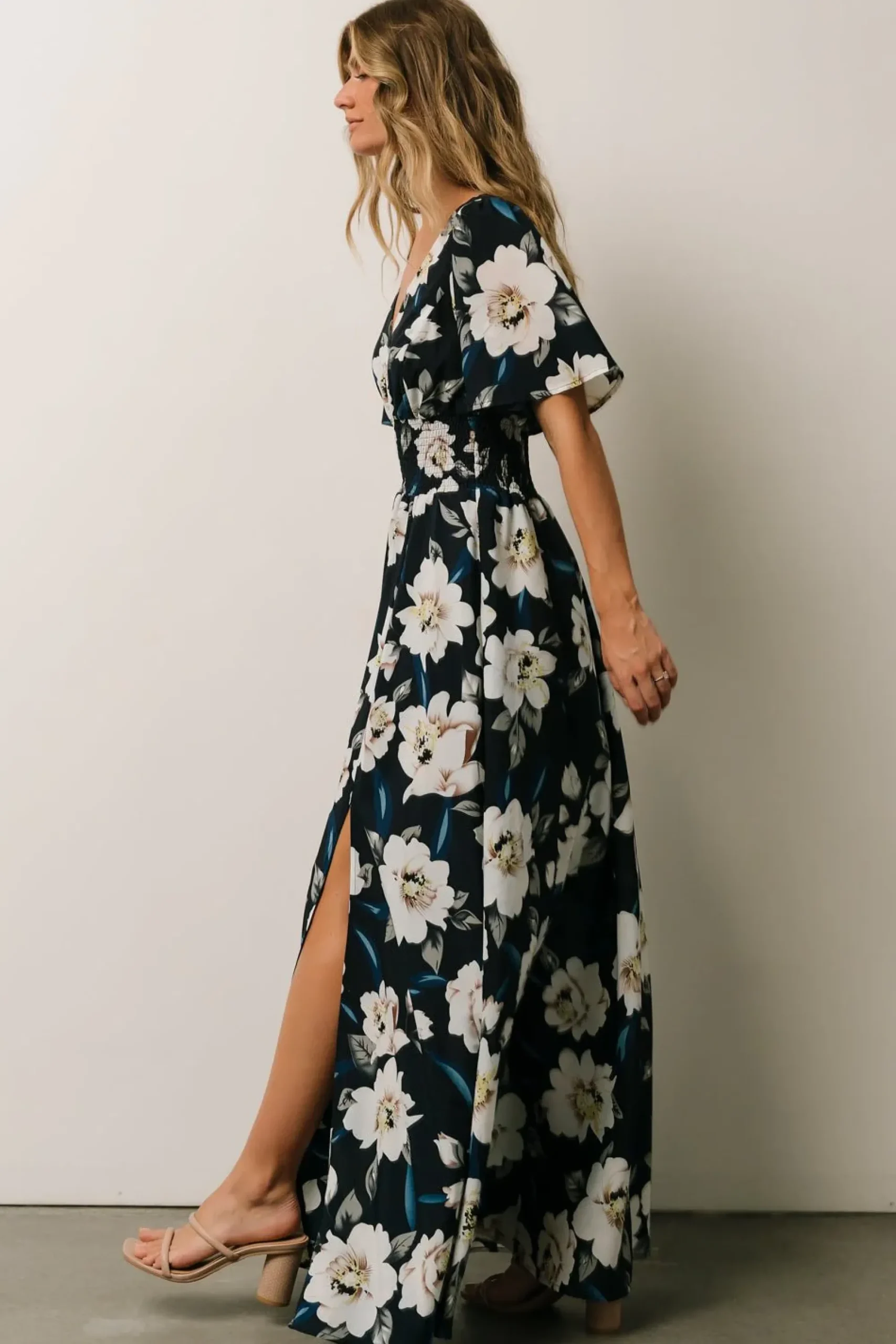 Fashion Baltic Born Verona Smocked Maxi Dress | Navy + White Floral