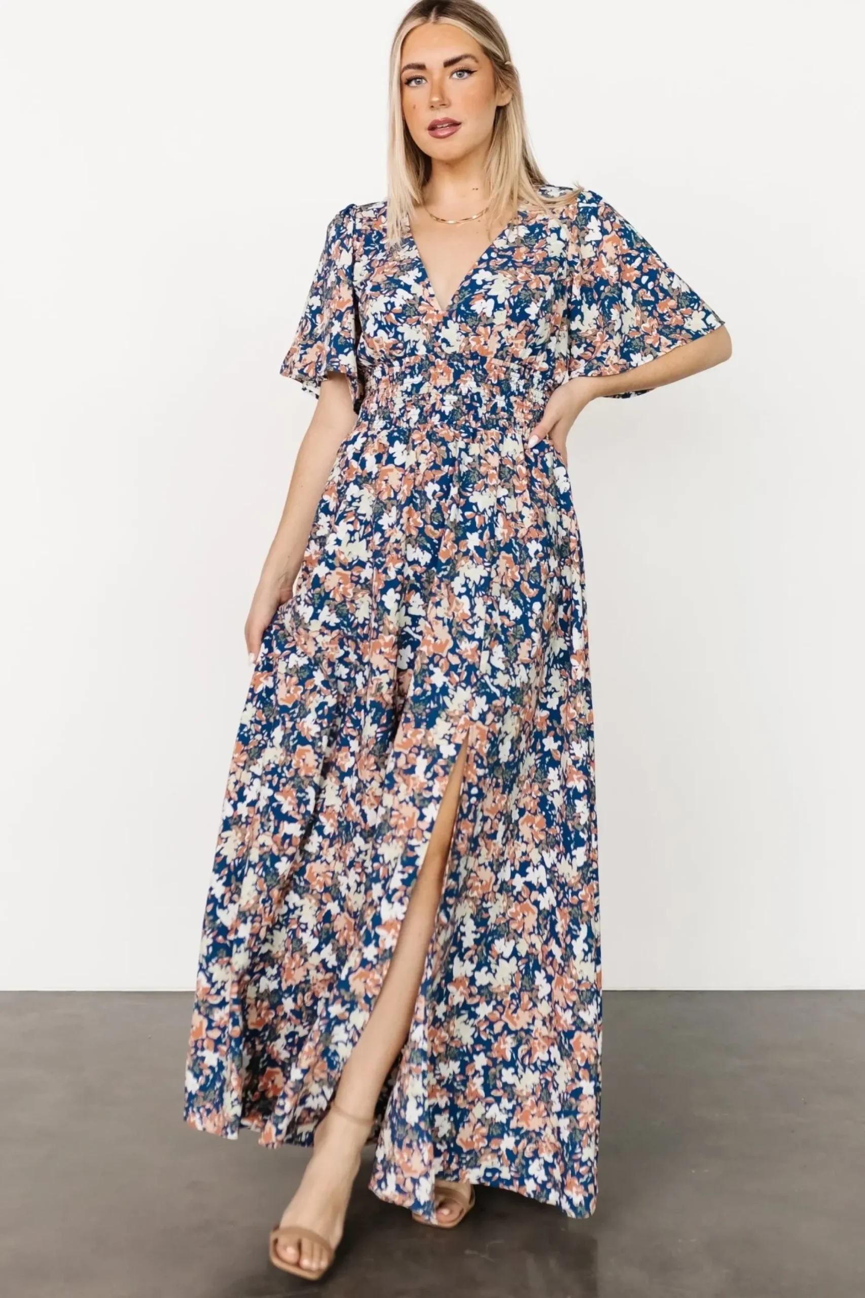 Clearance Baltic Born Verona Smocked Maxi Dress | Blue Floral