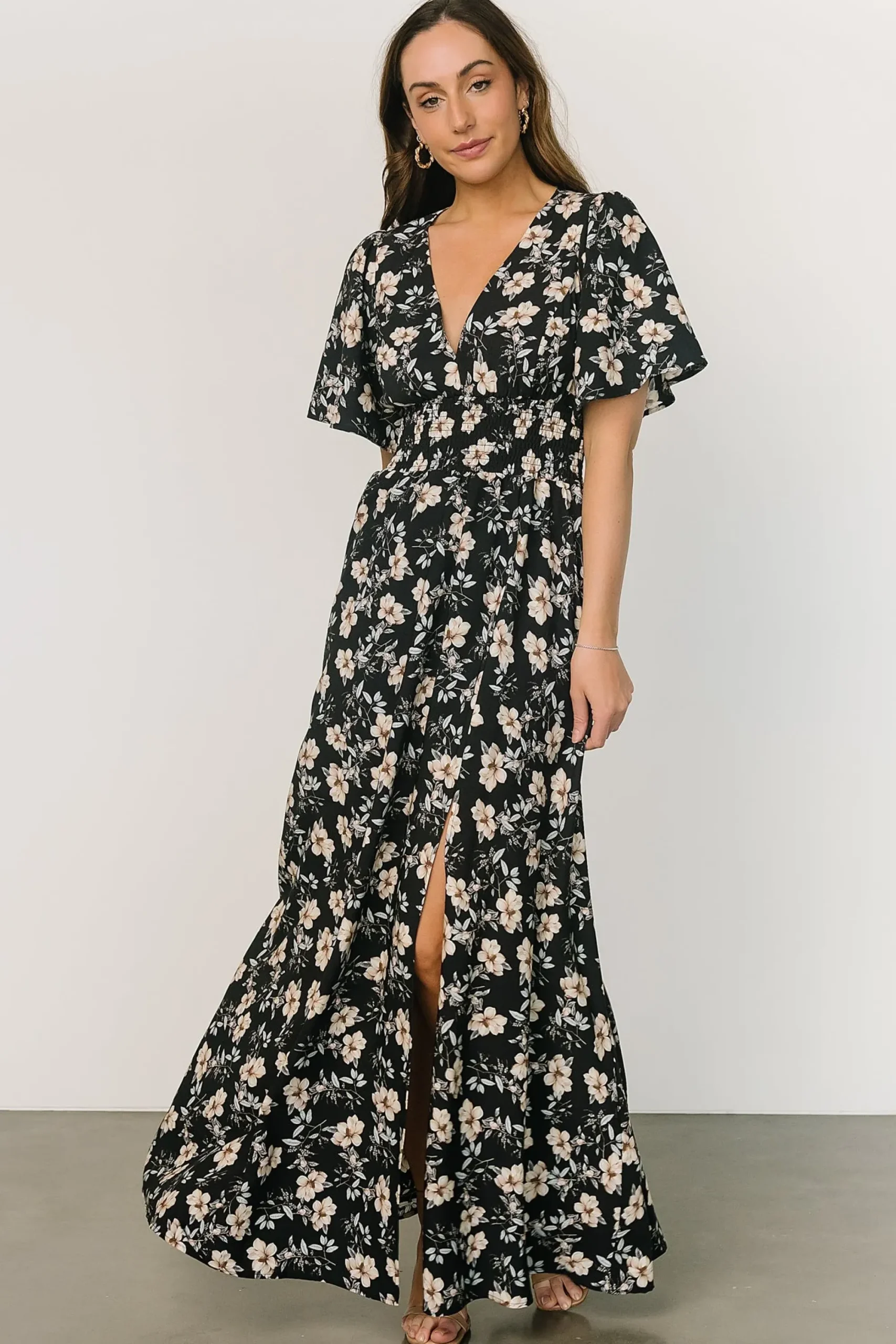 New Baltic Born Verona Smocked Maxi Dress | Black Floral
