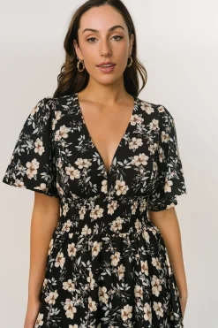 New Baltic Born Verona Smocked Maxi Dress | Black Floral