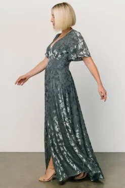 Sale Baltic Born Veronica Velvet Maxi Dress | Slate Blue