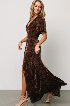 Discount Baltic Born Veronica Velvet Maxi Dress | Espresso