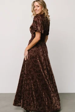 Discount Baltic Born Veronica Velvet Maxi Dress | Espresso