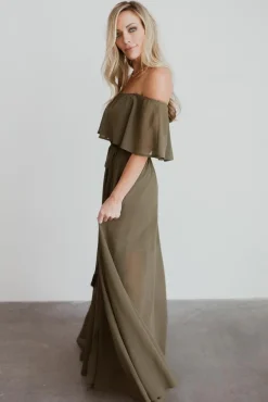 New Baltic Born Victoria Off Shoulder Maxi Dress | Olive