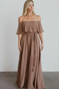 Clearance Baltic Born Victoria Off Shoulder Maxi Dress | Mocha