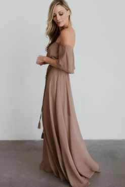 Clearance Baltic Born Victoria Off Shoulder Maxi Dress | Mocha