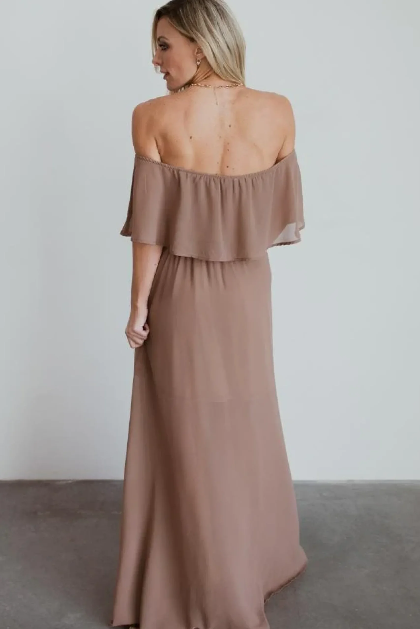 Clearance Baltic Born Victoria Off Shoulder Maxi Dress | Mocha