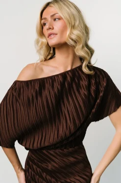 Clearance Baltic Born Winslow Pleated Midi Dress | Dark Brown