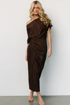 Clearance Baltic Born Winslow Pleated Midi Dress | Dark Brown