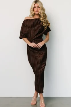 Clearance Baltic Born Winslow Pleated Midi Dress | Dark Brown