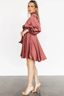 Discount Baltic Born Woodbury Satin Mini Dress | Deep Mauve