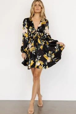 Online Baltic Born Woodbury Satin Mini Dress | Black Floral