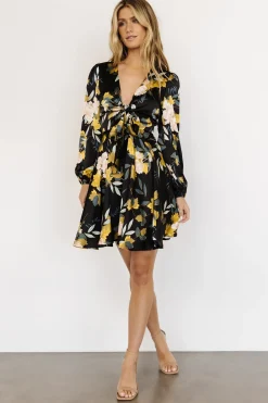 Online Baltic Born Woodbury Satin Mini Dress | Black Floral