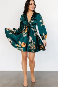 New Baltic Born Woodbury Satin Mini Dress | Deep Topaz Floral