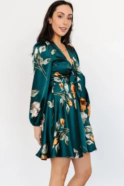 New Baltic Born Woodbury Satin Mini Dress | Deep Topaz Floral