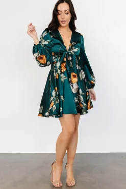 New Baltic Born Woodbury Satin Mini Dress | Deep Topaz Floral