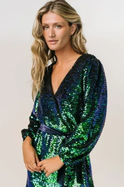 Sale Baltic Born Xander Sequin Mini Dress | Green + Blue