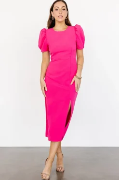 Online Baltic Born Younge Puff Sleeve Midi Dress | Pink